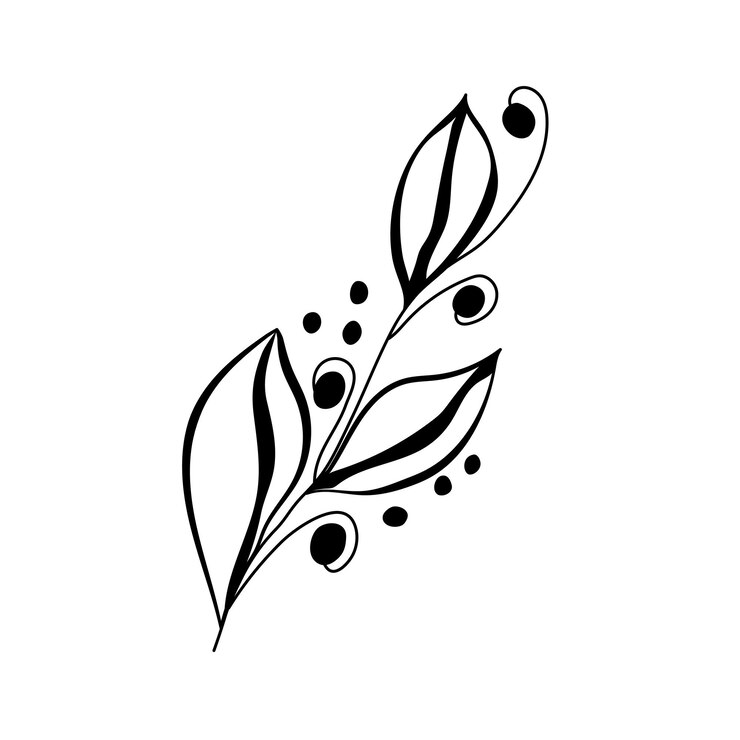 Vector pincel de rama decorativa dibujada a mano para el elemento de diseño de la corona del marco