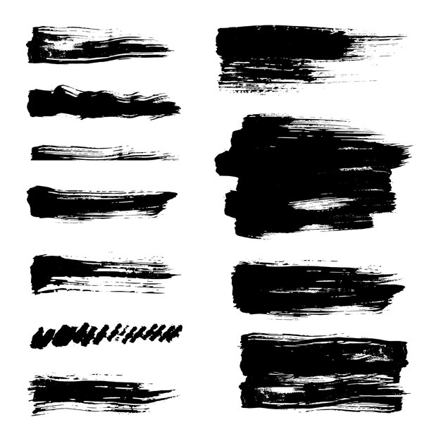 Pincel de tinta pinceles de pintura negra líneas grungy grunge artísticas pinturas negras