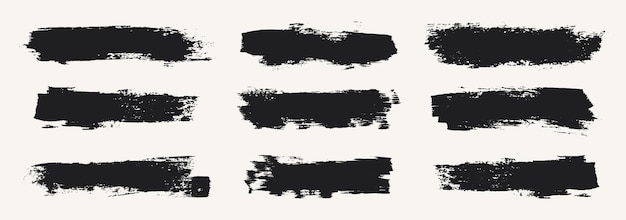 Pincel de tinta de pintura negra pincel de trazos pinceles líneas marcos caja grungy pinceles grungy