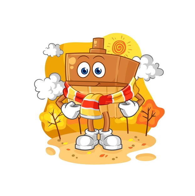 Pincel en el vector de mascota de dibujos animados de otoño