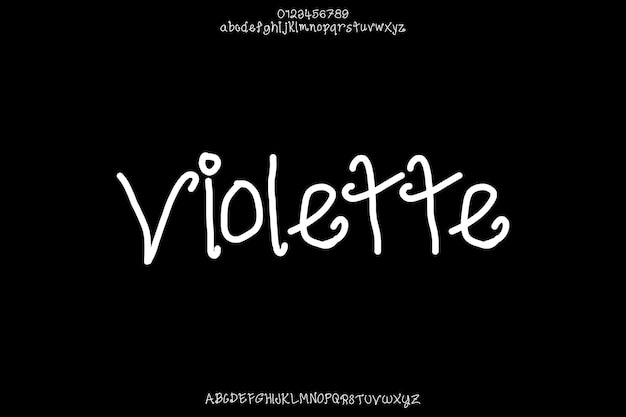Pincel vectorial creativo de violeta dibujado a mano Diseño de fuentes alfabéticas
