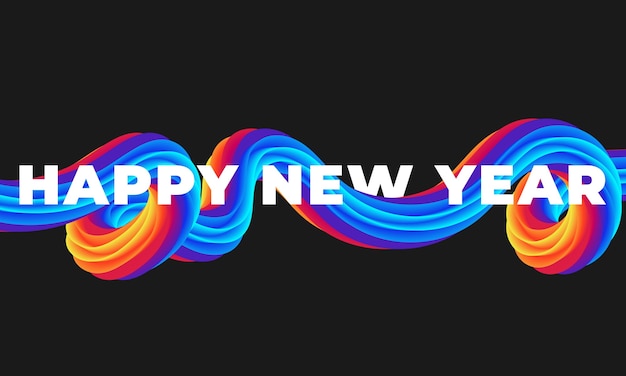 Vector pincelada colorida líquido feliz año nuevo