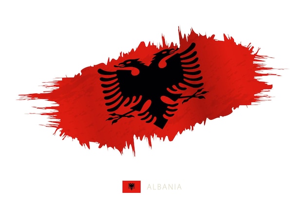 Pincelada pintada bandera de Albania con efecto ondeante