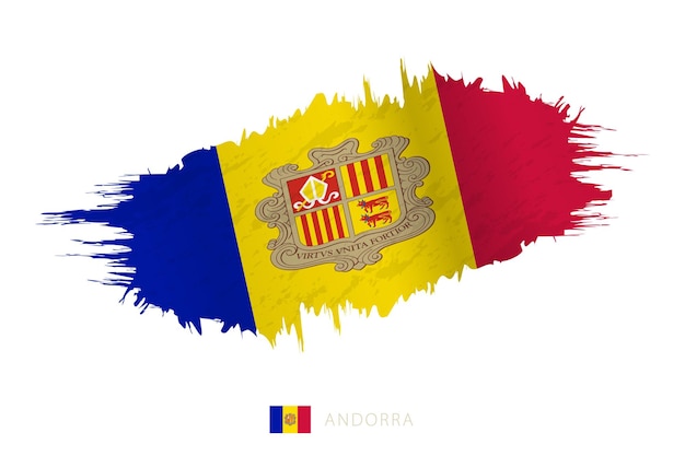 Pincelada pintada bandera de Andorra con efecto ondeante