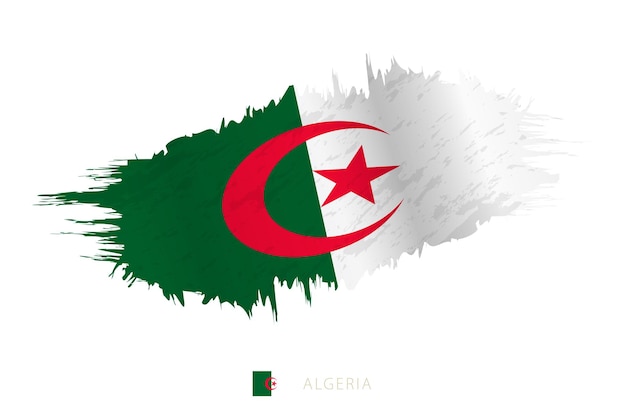 Pincelada pintada bandera de Argelia con efecto ondeante