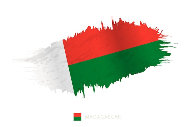 Pincelada pintada bandera de Madagascar con efecto ondeante