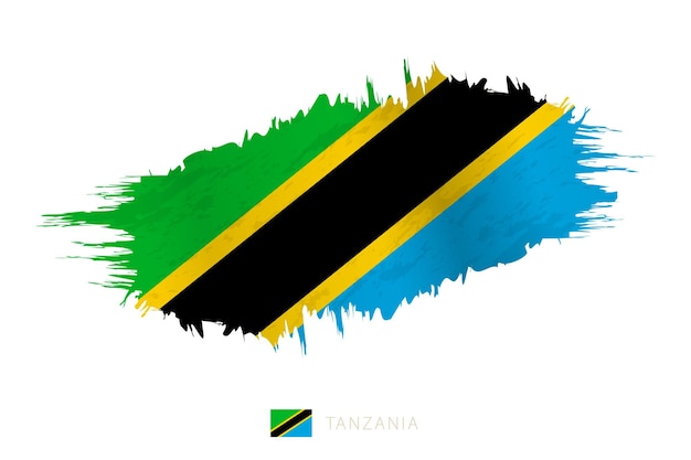 Pincelada pintada bandera de Tanzania con efecto ondeante