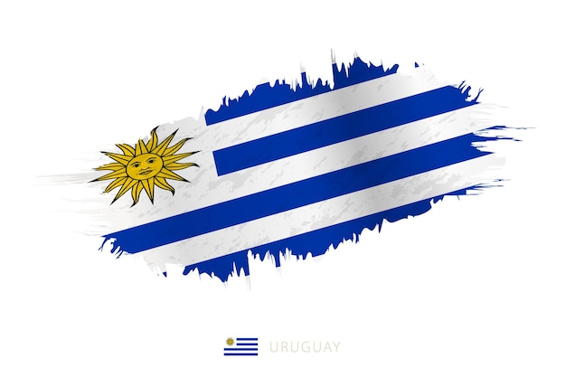 Vector pincelada pintada bandera de uruguay con efecto ondeante