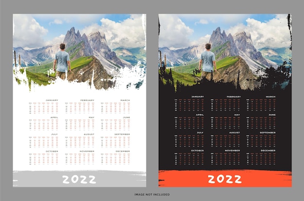 Pinceladas 2022 archivo de vector de diseño de calendario de pared