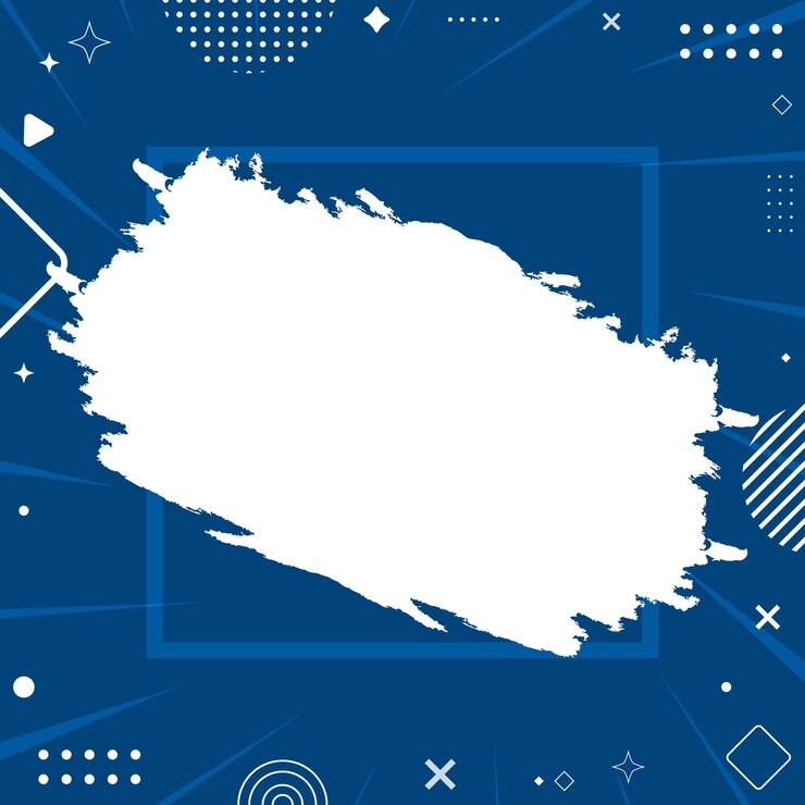 Vector pinceladas blancas cuadradas con borde de línea marco rectangular fondo geométrico