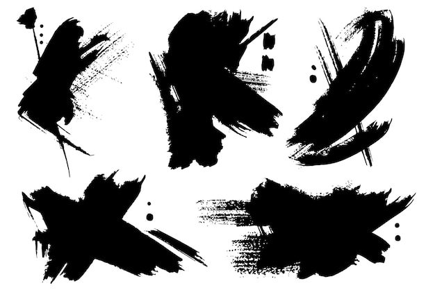 Vector pinceladas y manchas abstractas vectoriales en blanco y negro