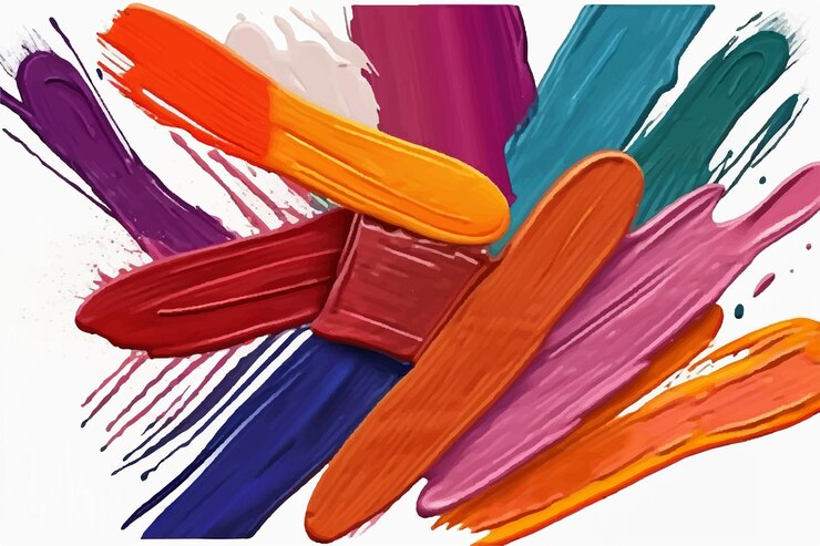 Vector pinceladas multicolores sobre fondo blanco pincelada de colores pincelados abstractos