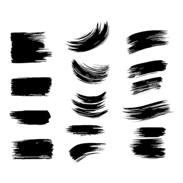 Pinceladas negras Conjunto de pinceles vectoriales Elementos de diseño Grunge