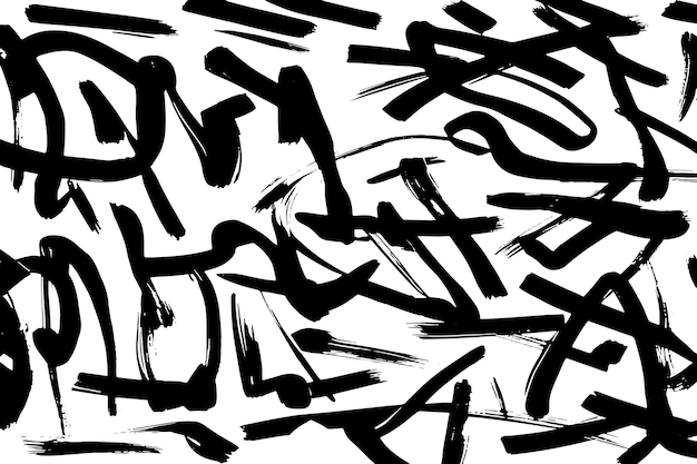 Pinceladas negras dinámicas en fondo blanco Ilustración de textura vectorial abstracta