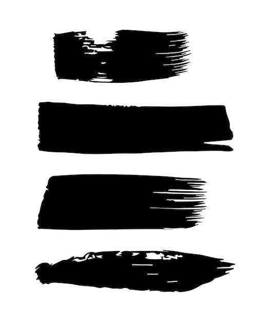 Vector las pinceladas de pintura negra grunge aisladas sobre un fondo blanco