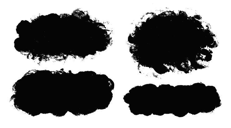 Vector pinceladas vector pincel conjunto grunge elementos de diseño rectángulo y cuadros de texto redondos textura de angustia sucia pancartas salpicaduras de tinta objetos pintados grungy