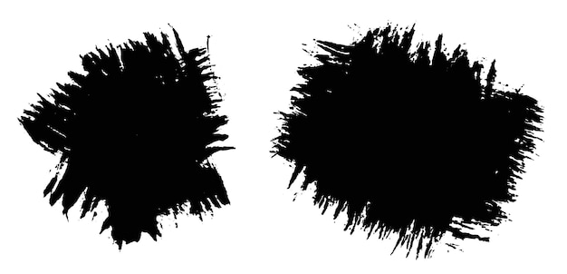 Pinceladas Vector set de pincel Grunge elementos de diseño cuadros de texto redondos banderas de textura de angustia sucia salpicaduras de tinta banderas pintadas Grungy