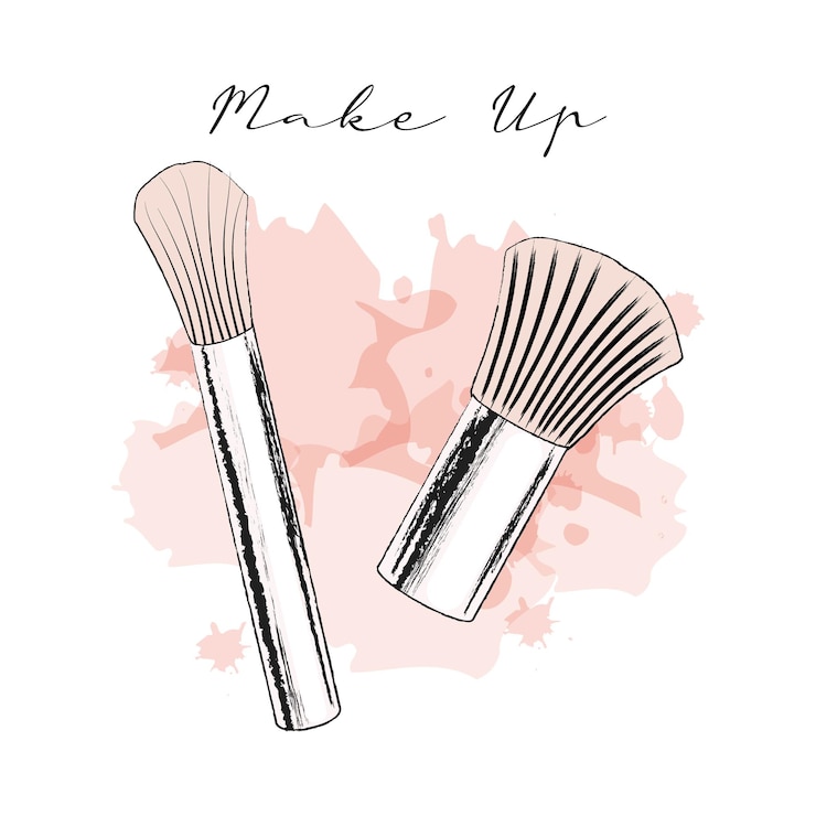 Vector pinceles cosméticos pintados con grunge y pinceles de acuarela en colores pastel de moda. ilustración