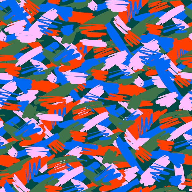 Pinceles pintados a mano abstractos coloridos Trazos de patrones sin fisuras ilustración vectorial EPS10 Diseño para tela de moda textil papel pintado cubierta web envoltura y todas las impresiones en verde oscuro