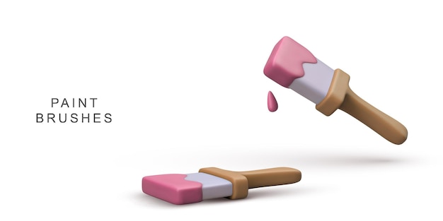 Pinceles de pintura con pintura rosa goteante para la renovación del hogar Proyectos de arte DIY Decoración Reparación Moderna