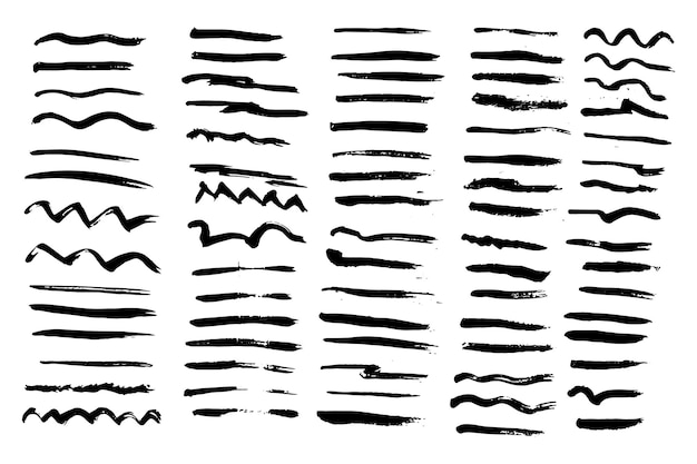 Pinceles de pluma artística Trazos de grunge dibujados a mano