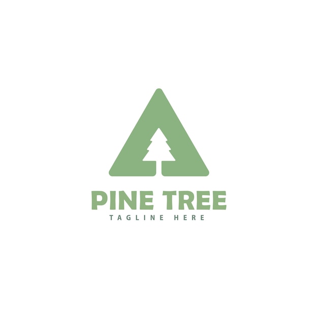 Pine Tree Logo contenía elementos de pino y diseño plano de fondo blanco de forma triangular