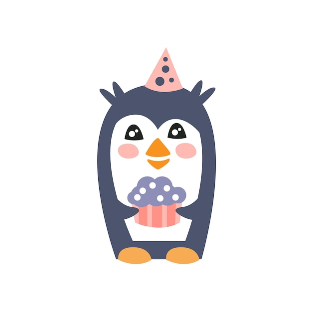 Pingüino con atributos de fiesta Girly Stylized Funky Pegatina