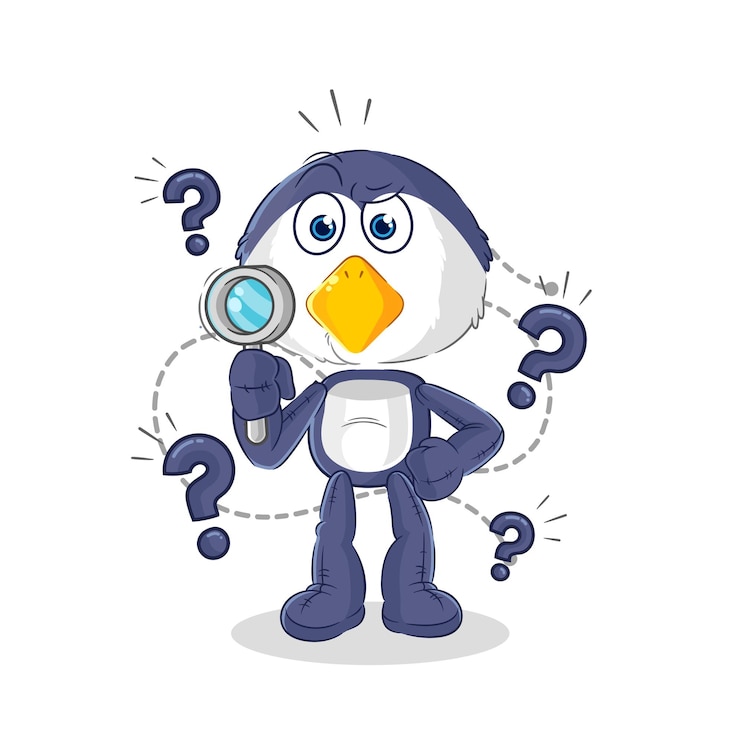 Vector pingüino buscando vector de caracteres de ilustración