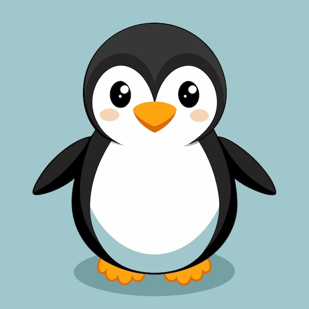 un pingüino con una cara blanca y un fondo azul