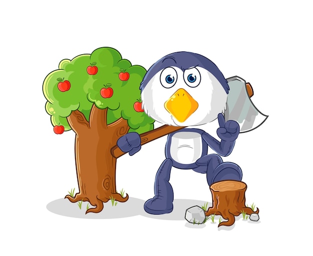 Pingüino carpintero ilustración vector de caracteres