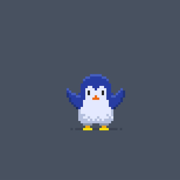 Pingüino en estilo pixel art