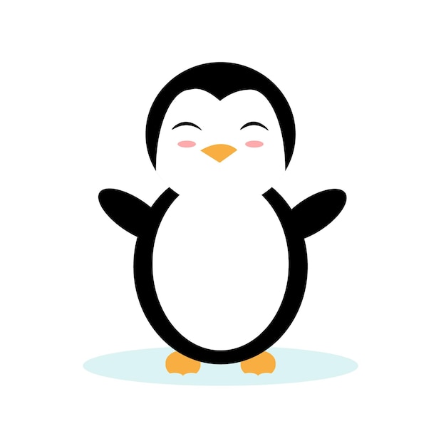 El pingüino feliz en el estilo plano Ilustración de aves y animales de la Antártida