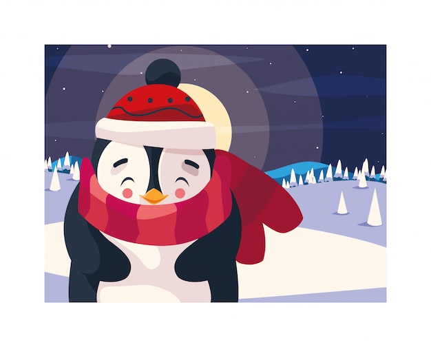 Vector pingüino feliz navidad