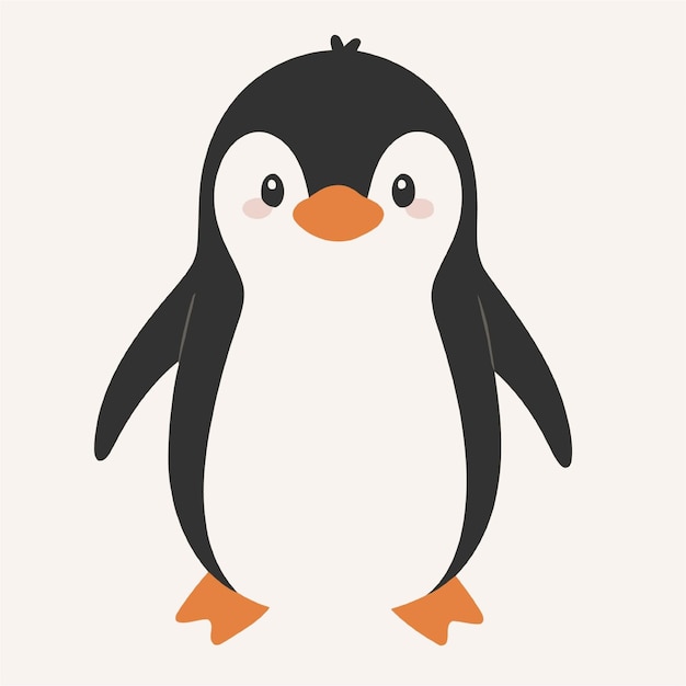 Pingüino lindo para libros de niños ilustración vectorial