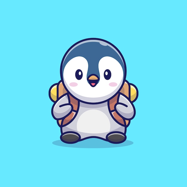 Pingüino lindo con mochila escolar