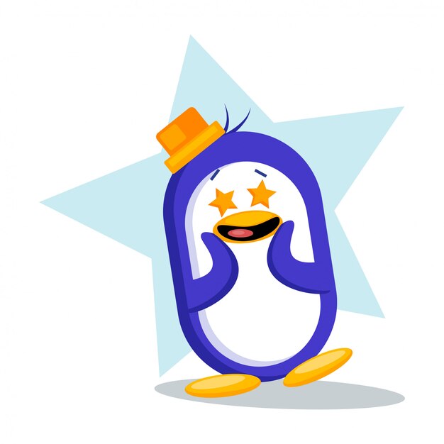 Pingüino lindo que tiene ojos de la estrella