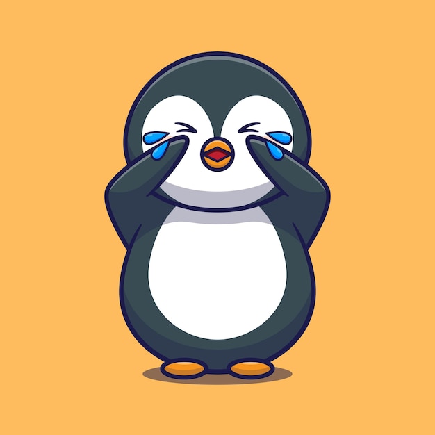 pingüino llorar lindo dibujo animado vector animal ilustración