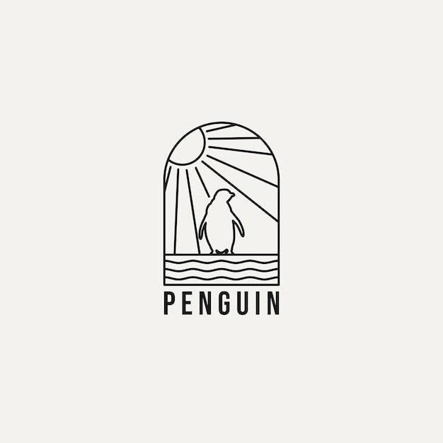 Vector pingüino monoline diseño de logotipo ilustración vectorial