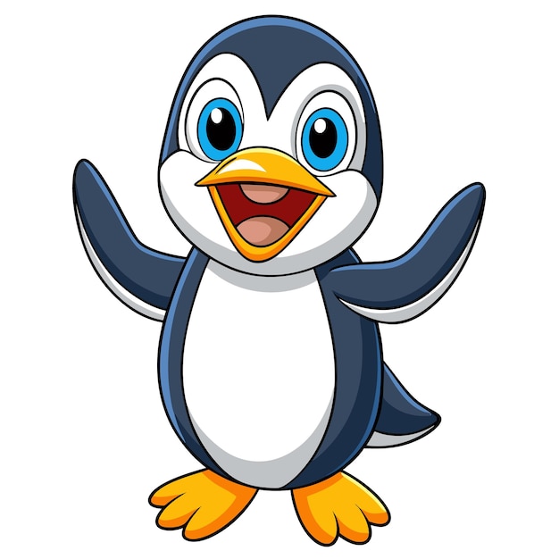 un pingüino con ojos azules y un fondo blanco