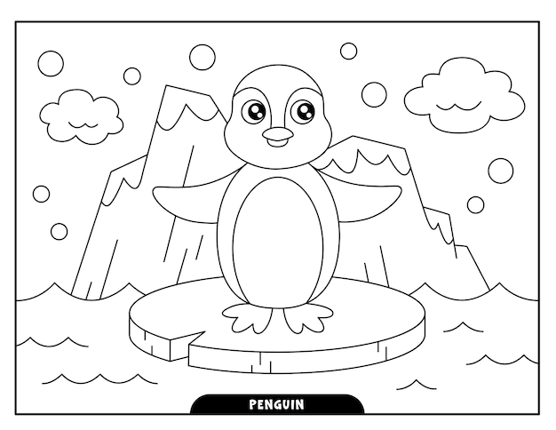 Pinguino Páginas para colorear para niños