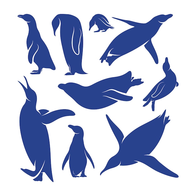 Pingüino pájaro logo diseño vector icono símbolo plantilla ilustración