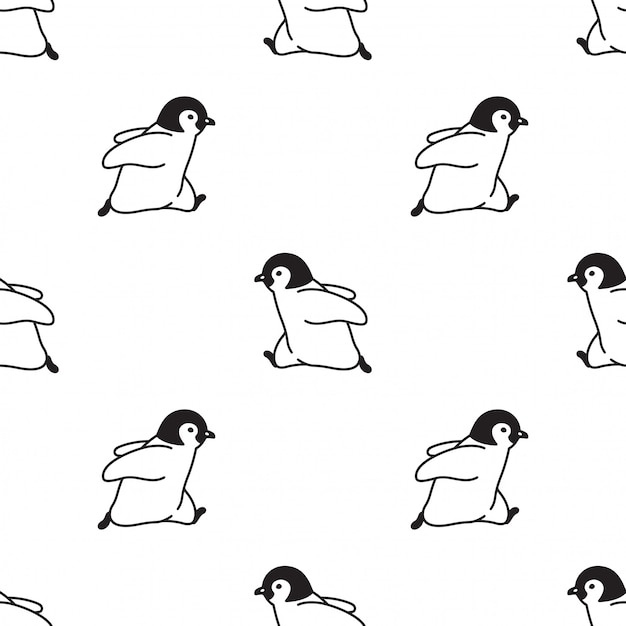 Pingüino de patrones sin fisuras pájaro corriendo dibujos animados