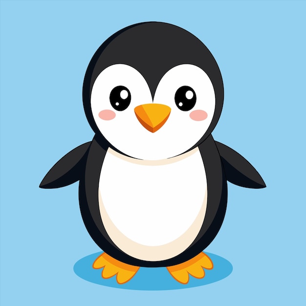 un pingüino con un pecho blanco y un fondo azul
