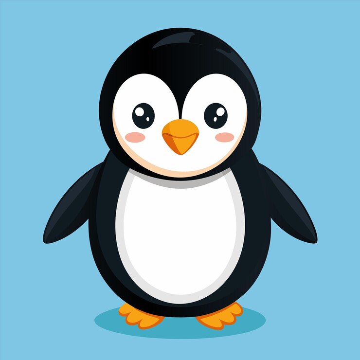 Vector un pingüino con un pecho blanco y un fondo azul
