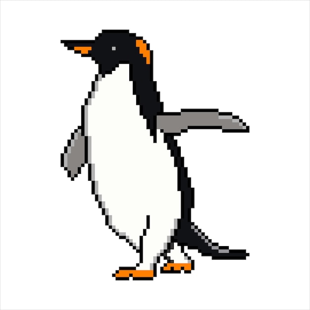 Pingüino con pixel art. ilustración vectorial