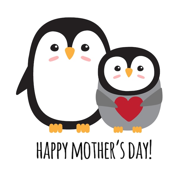 Pingüino vectorial y feliz día de la madre