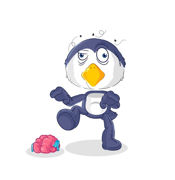 Pingüino zombie charactermascot vector