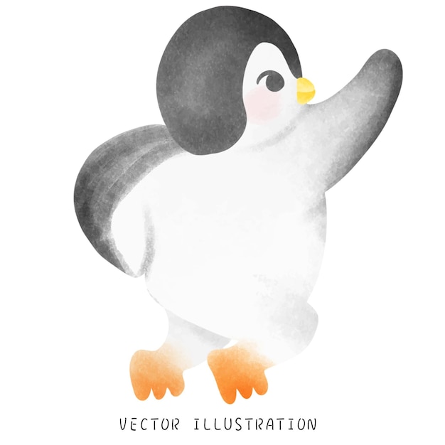 Pingüinos girando en el país de las maravillas de invierno Arte de acuarela dibujado a mano encantador