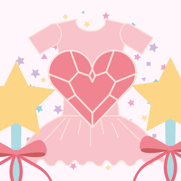 Vector pink ballet tutu varita mágica y corazón