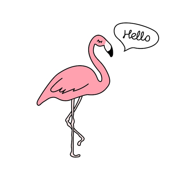 Pink flamingo Doodle Cartoon estilo escandinavo Minimalism Can used for print design greeting card